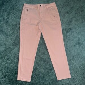 Talbots Women’s Pink Stretch Denim Tapered Crop Jeans Front Zip Pockets Size 12